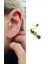 Yeşil Zirkon Taşlı 925AYAR Gümüş Üzerine Altın Kaplama Sallantılı Tragus Helix Kikirdak Piercing 1