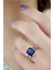 Sky Diamond Blue Creative Sapphire 925AYAR Gümüş Dikdörtgen Baget Yüzük 1