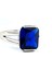 Sky Diamond Blue Creative Sapphire 925AYAR Gümüş Dikdörtgen Baget Yüzük 3