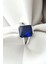 Sky Diamond Blue Creative Sapphire 925AYAR Gümüş Dikdörtgen Baget Yüzük 4