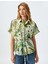 Floral Desenli Beli Bağlama Detaylı Viskon Kısa Kollu Oversize Gömlek 3