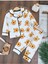 %100 Pamuk Yumuşak Doku Ayıcık Baskılı Mevsimlik Bebek ve Çocuk Pijama Takımı 2