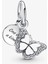 Kelebek ve Yazılı Çift Sallantılı Gümüş Charm - NUR-CM00371 1