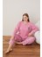 kadın Büyük Beden Desenli Yakası Düğmeli Uzun Kollu Kışlık Pijama Takımı 4
