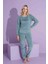 Tarp Yeşil Kadife Anne Pijama Takımı 6423-3-Y 1