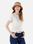 Slim Fit Yuvarlak Yaka Kadın Ekru Kısa Kol Tişört Cl1068428 1