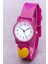 Fuşya Renk Kalpli Kız Çocuk Saati Silikon Kordon Analog Saat Hediyeli ST-304402 2