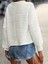 Dokulu Yuvarlak Yaka Düz Sweatshirt, Bahar ve Sonbahar Için Şık Uzun Kollu Üst 2
