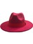 Kışlık Kaşe Keçe Fedora, Erkek Kadın Fötr Şapka, Kovboy Şapka- Kırmızı 1