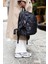 Unisex Suya Dayanıklı Krinkıl Kumaş Çok Gözlü Orta Boy Laptop Okul ve Sırt Çantası 3