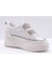 24K313-1 Kadın Yüksek Taban Taşlı Cırtlı Deri Sneaker Spor Günlük Ayakkabı 3