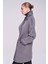 Saykı Woman Gri Dinamik Fit Düz Sivri Yaka Yünlü Manto 2