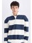 Boxy Fit Fermuarlı Dik Yaka Çizgili Sweatshirt C7045AX24AU 1
