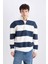 Boxy Fit Fermuarlı Dik Yaka Çizgili Sweatshirt C7045AX24AU 3