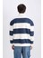 Boxy Fit Fermuarlı Dik Yaka Çizgili Sweatshirt C7045AX24AU 5