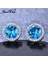 Akuamarin Tarzı Junxin Zarif 10KT Beyaz Altın Kaplama 8mm Yuvarlak Kesim Doğal Safir Taşlı Akik Prenses Küpe Küpe Kadınlar Küpe Düğün Takı Moda Takı (Yurt Dışından) 2