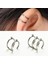 Basit Paslanmaz Çelik Sahte Piercing 2 Sıra Helix Kıkırdak Manşet Wrap Küpe Klipsi (Yurt Dışından) 3