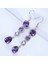 Mor Tarzı 925 Ayar Gümüş Yeni Kadın Mor Zirkon Asılı Küpe Moda Takı 1 Çift (Yurt Dışından) 1