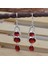 Kırmızı Stil Yeni Moda Gümüş Takı Granat Kristal Küpe N-412 (Yurt Dışından) 1