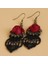 Bir 1 Çift Vintage Gotik Vampir Cadılar Bayramı Siyah Dantel Kırmızı Çiçekli Dangle Küpe (Yurt Dışından) 5