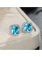 Aqua Mavi Tarzı 925 Ayar Gümüş 7mm Prenses Kare Kesim Safir Topaz Ametist Zümrüt Puset Küpe Doğum Taşı Kristal Pençe Küpe Vida Geri Küpe (Yurt Dışından) 1