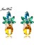 Çok Renkli Stil Junxin Kadın Moda Doğal Kristal Taşlı Zirkon Küpe 18K Gül Altın Ananas Küpe Düğün Takı Hediye (Yurt Dışından) 1