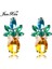 Çok Renkli Stil Junxin Kadın Moda Doğal Kristal Taşlı Zirkon Küpe 18K Gül Altın Ananas Küpe Düğün Takı Hediye (Yurt Dışından) 2