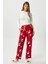 Kadın Teddi Ultra Yumuşak Cepli Kırmızı Ayıcık Desen Yılbaşı Pijama Altı 4