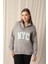 Üç Iplik Nyc Nakışlı Kadın Koyu Gri Sweat 2