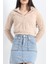 Fermuarlı Crop Peluş Sweat Bej - 9060.1153. 3