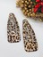 Çıtçıtlı Leopar Desenli Saç Tokası 2'li 3