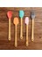 Bambu Silikon Pasta Seti 23 cm Mini Ahşap 5 Parça Yapışmaz Pasta Spatula Seti 4