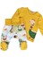 Organik Dino Baskılı Patikli Sarı Baharlık Unisex Bebek Takım 1
