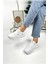 Günlük Kadın Sneaker Bağcıklı Oval Burunlu Kalın Desenli Taban Rahat Hafif Spor Ayakkabı 2110 3