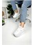 Günlük Kadın Sneaker Bağcıklı Oval Burunlu Kalın Desenli Taban Rahat Hafif Spor Ayakkabı 2110 4