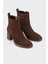 Kahve Deri Kadın Orta Topuk Bot 2
