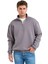 Regular Fit Dik Yaka Yarı Fermuarlı Şardonlu Gri Erkek Sweatshirt - Prime 2