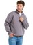 Regular Fit Dik Yaka Yarı Fermuarlı Şardonlu Gri Erkek Sweatshirt - Prime 6