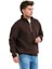 Regular Fit Dik Yaka Yarı Fermuarlı Şardonlu Acı Kahve Erkek Sweatshirt - Prime 5