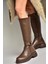 T996663009 Kahverengi Alçak Topuklu Kadın Çizme 1