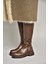 T996663009 Kahverengi Alçak Topuklu Kadın Çizme 2
