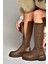 T996663009 Kahverengi Alçak Topuklu Kadın Çizme 3