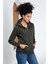 Kadın Şardonlu Fermuarlı Üç Iplik Sweatshirt - Haki 4