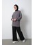 Kadın Antrasit Bisiklet Yaka Yırtmaç Detaylı Balon Kol 2İplik Sweatshirt 1
