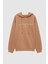 Relaxed Fit Tütün Nakışlı 3 Iplik Kapüşonlu Sweatshirt 5