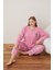 Kadın Kışlık Büyük Beden Curve Nakışlı Desenli Yakası Düğmeli Uzun Kollu Pijama Takımı 1