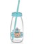 Pipetli Cam Şişe, Çocuk Şişesi, Sevimli Ayıcık Desenli Pipetli Cam Şişe - 250 ml Turkuaz 1