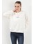 Kadın Bisiklet Yaka Tavşan Baskılı Oversize Sweatshirt Beyaz - 2586 1