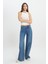 Wide Leg Yüksek Bel Geniş Paça %100 Pamuk Mavi Jean Denim Pantolon 3