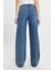 Wide Leg Yüksek Bel Geniş Paça %100 Pamuk Mavi Jean Denim Pantolon 5